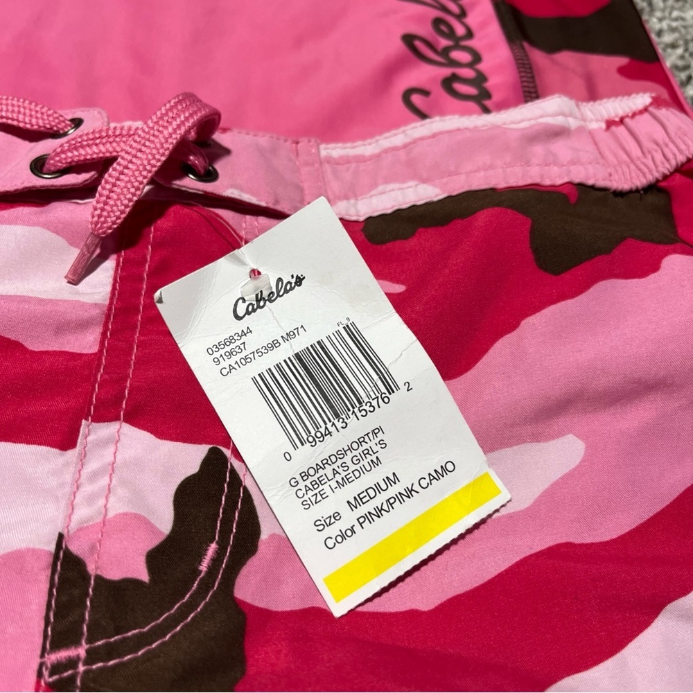 Girls Medium Cabela’s Swim Board Shorts And Rash guard Pink Camo - Picture 2 of 11